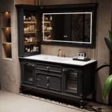 Американский светлый роскошный напольный шкаф для ванной комнаты, французская ретро-умывальник, раковина для ванной комнаты, шкаф для раковины