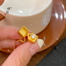 金店同款沙金diy配件中式金色戒指盒方糖吊坠项链超闪钻戒锁骨链