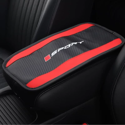 Carbon Fiber Color-Printed Armrest Box Mat, Universal for All Seasons, Anti-Slip Mat for Central Armrest, Central Armrest Box Mat (Armrest box pad) - red-model