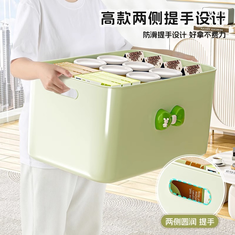 ホームデスクトップスナック雑貨収納ボックスおもちゃ収納ボックスプラスチック防塵大容量厚みのある蓋付き収納ボックス|undefined