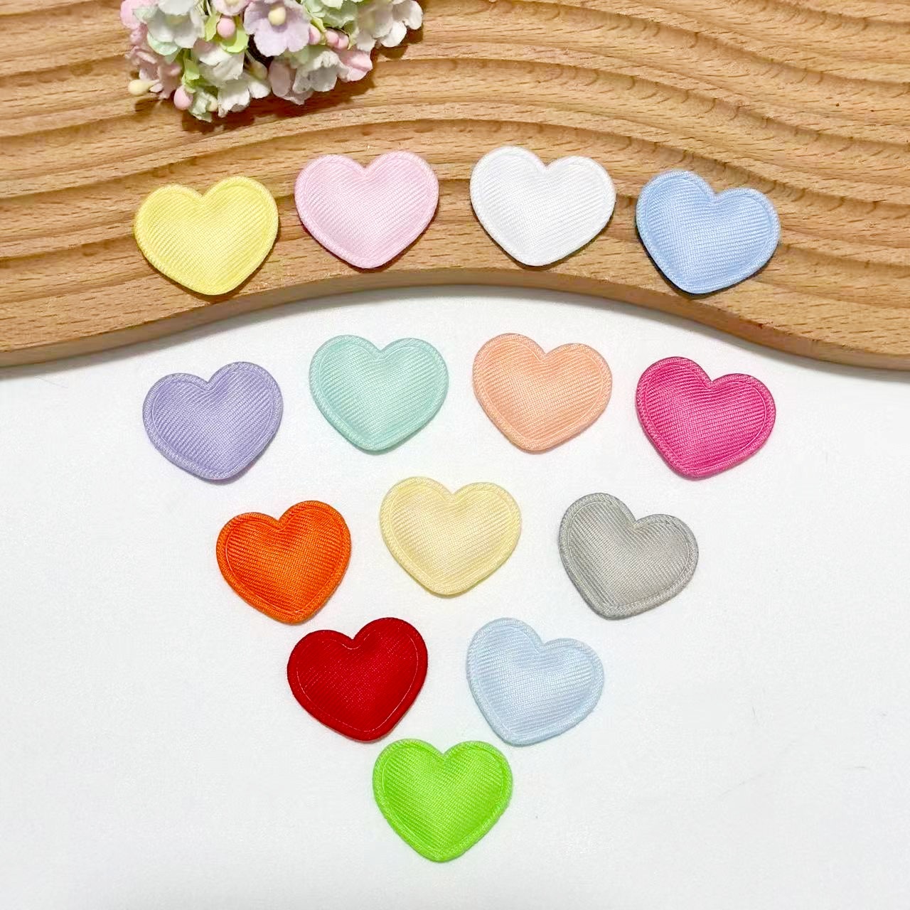 2.5cm Macaron Color Fabric Heart DIY Jewelry Accessories Kidsren's Clothing Accessories Hairpin Decoration Materials