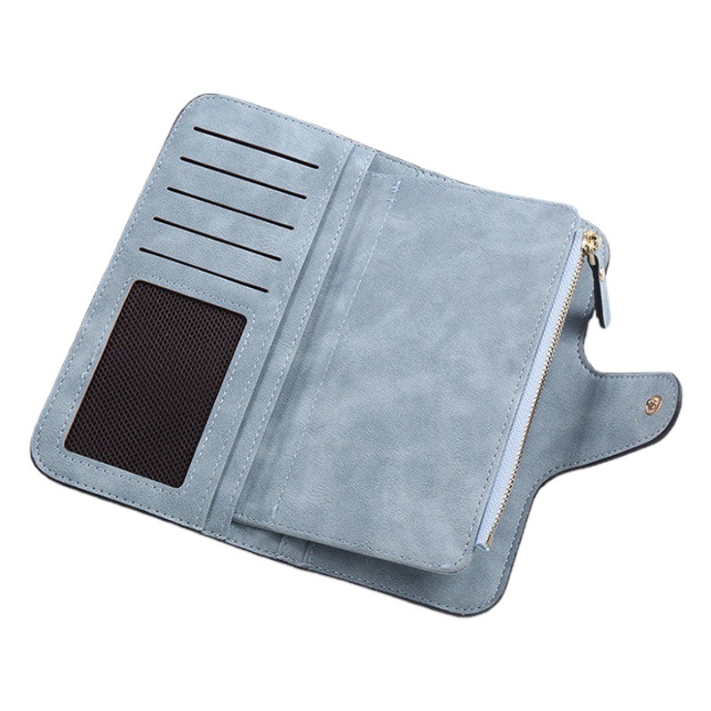 Cross-Border Wallet for Women with Buckle, Multiple Card Slots, Fashionable Phone Wallet 70% off Simple Long Style Student Wallet for Storing Small Change
