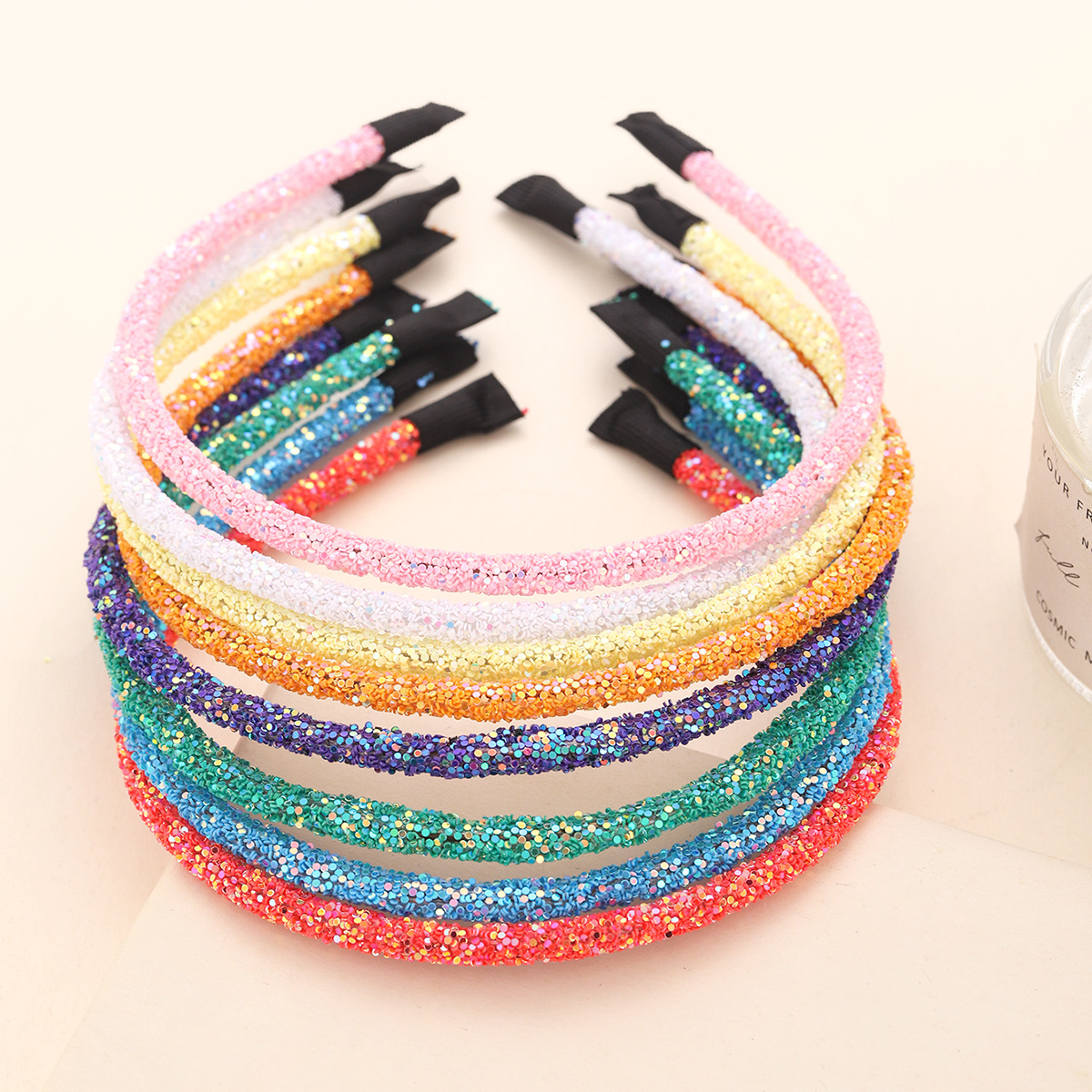 Nuevo estilo europeo y americano de Navidad transfronterizas joyas de cabello de pañuelo de cabeza de mujer cebolla dorada brillante polvo de cabello fija fuente de tarjeta de cabello fina