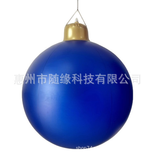 厂家现货PVC充气圣诞球充气装饰球LED灯英文充气发光球庭院装饰球|undefined