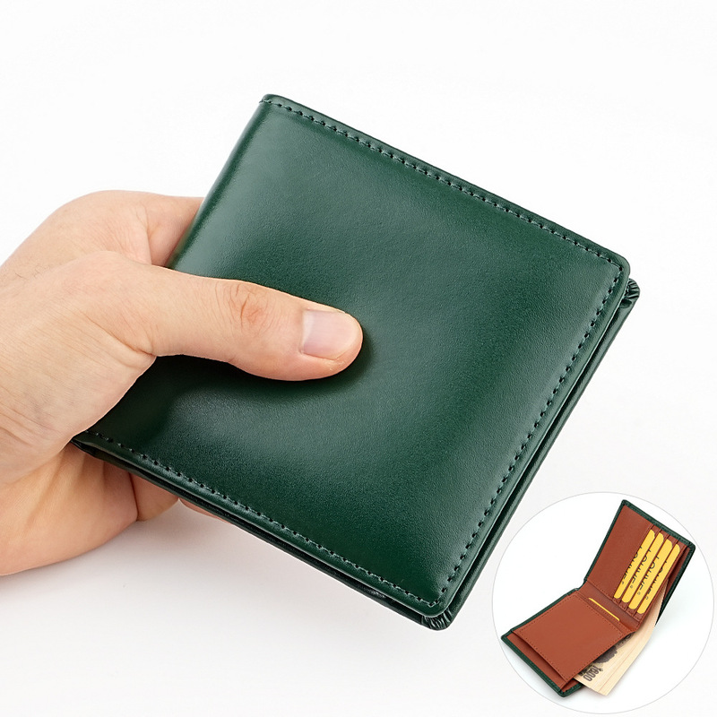 Japan Amazon New Folding Genuine Leather Men's Wallet Short Two-fold Cowhide Box Coin Purse Cloth Japan Amazon New Folding Genuine Leather Men's Wallet Short Two-fold Cowhide Box Coin Purse Cloth