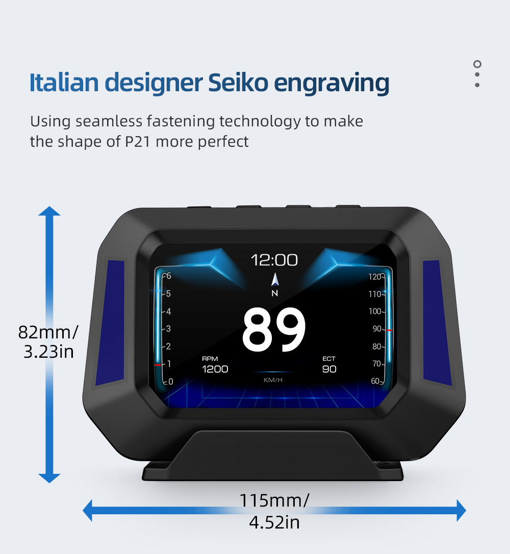 Cross-border car HUD head-up display LCD OBD multi-function water temperature fuel consumption GPS inclinometer speedometer P21