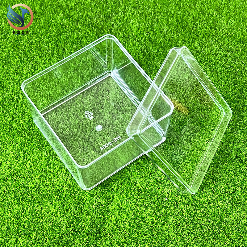 Caja de plástico transparente cuadrada, caja de exhibición, frasco para alimentos, caja para dulces de boda, material plástico de alta dureza con tapa para almacenamiento.