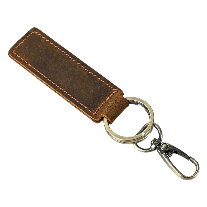 Genuine leather key chain original personality retro Crazy Horse leather key ring key layer key pendant large spot