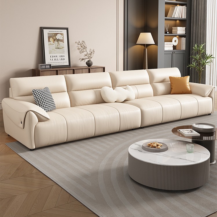 Genuine Leather Sofa Living Room 2025 New Model Home Straight Sofa Three-Seater Light Luxury Top Layer Cowhide Sofa Modern Simple