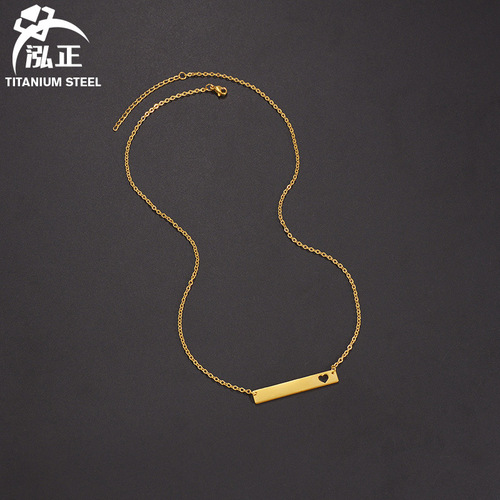 Amazon Hot Selling Simple Stainless Steel Long Hollow Love Necklace DIY Laser Engraving Personalized Clavicle Chain for Women