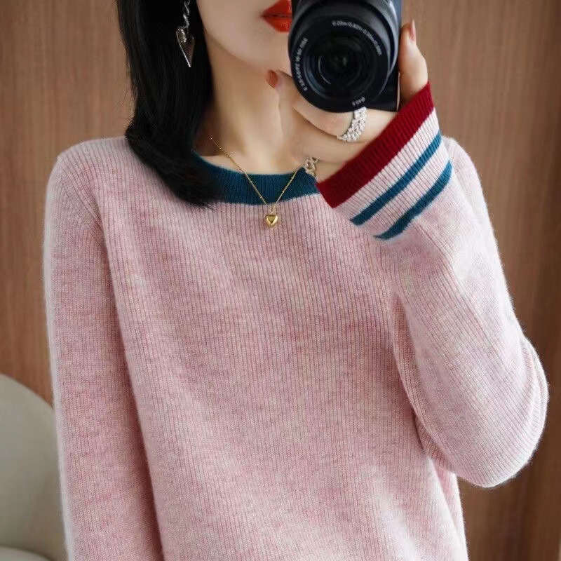 Brand Discount Women's Clothing Cut Label Counter Withdrawal Authentic Autumn and Winter Round Neck Knitwear Women's Loose Top Bottoming Knitwear