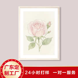 复古粉玫瑰植物印刷品花卉墙艺术玫瑰图片卧室门厅挂画装饰画