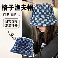 跨境女爆款韩版牛仔水洗刺绣流苏渔夫帽时尚百搭遮阳防晒复古盆帽