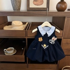 女の子ウサギ警察官ドレス子供ジュディ JK カレッジスタイル花のつぼみベストドレス夏 2025 新しいプリンセスドレス