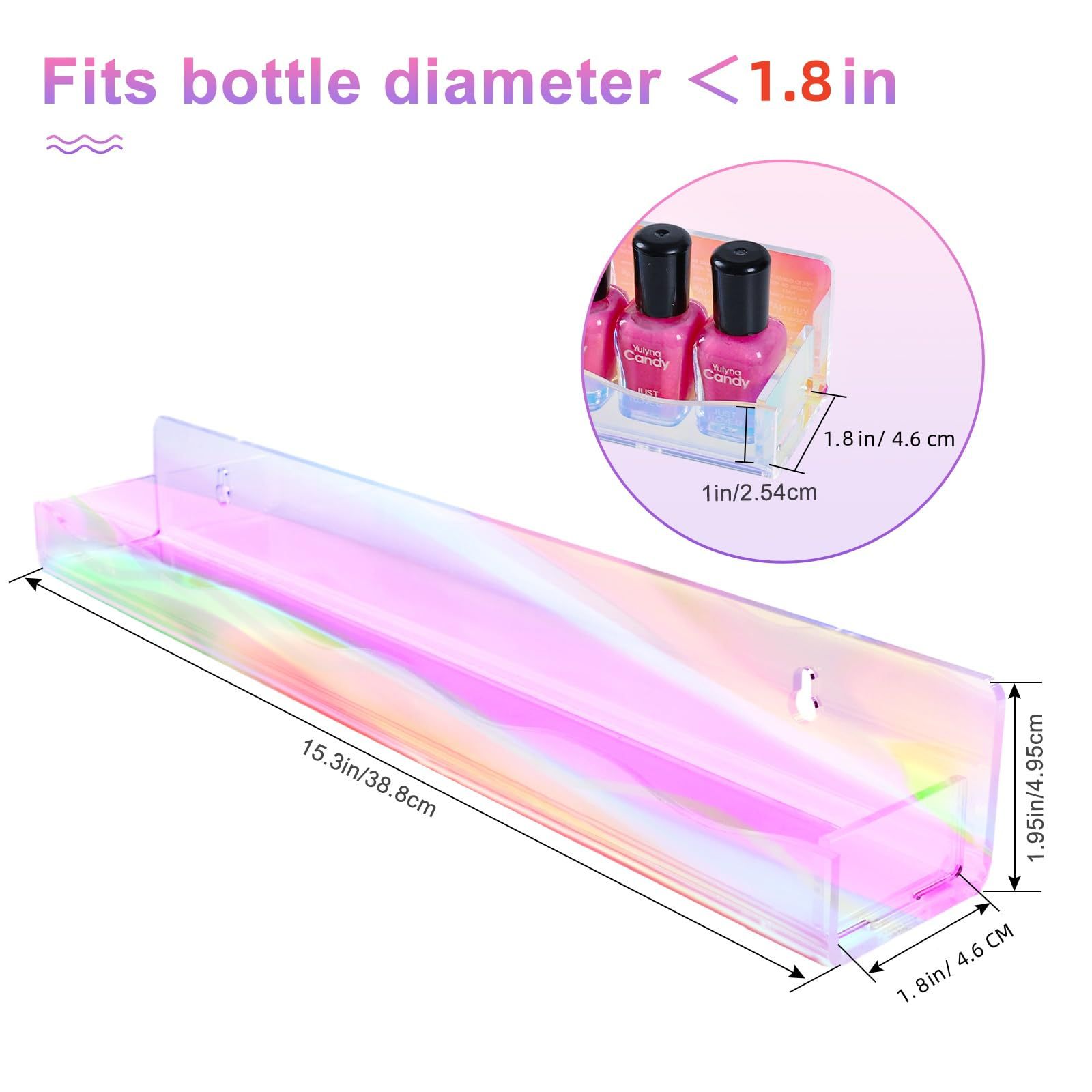 Estante de pared de acrílico colorido transfronterizo esmalte de uñas manicura pantalla hecha a mano Almacenamiento de muñeca estantería colgante de pared