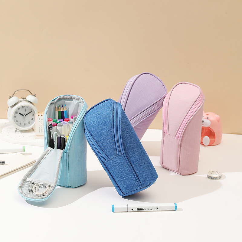solid color capacious pencil case for students