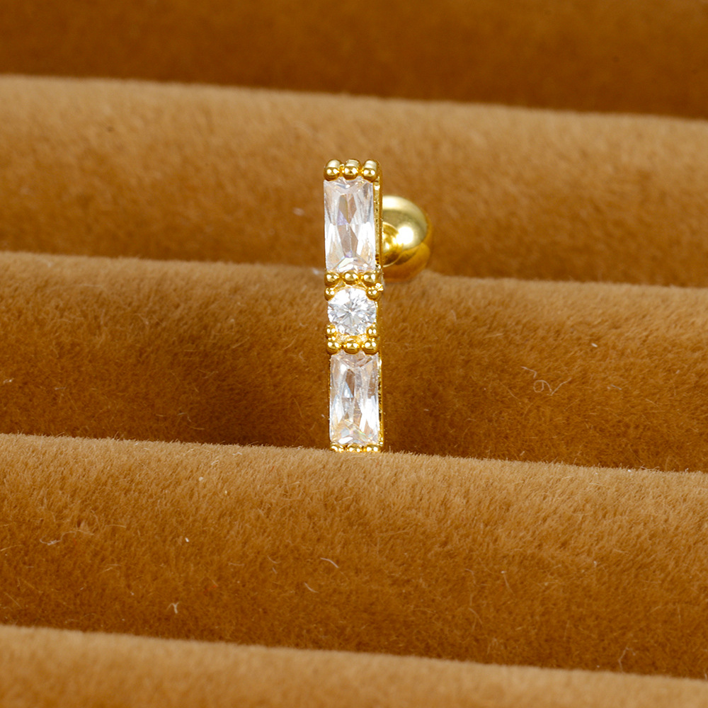 3g Weight Zircon Inlay Material Ear Studs Classification 1 Piece Quantity Daily, Street Occasion Stainless Steel Material Star, Heart Shape, Crown Pattern Women's Gender Plating, Inlay Design Simple Style Style 1 Piece Simple Style Star Heart Shape Crown Plating Inlay Stainless Steel Zircon Ear Studs 15