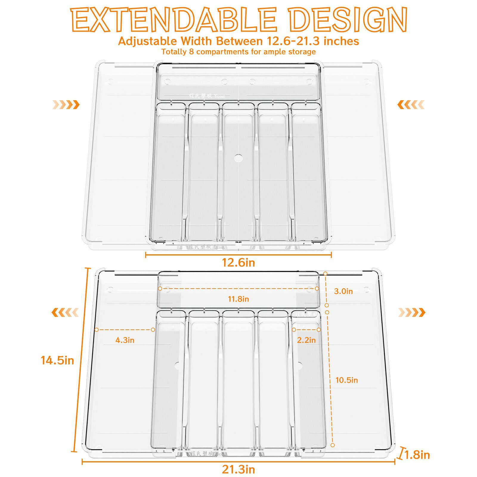 Caja de almacenamiento telescópica de cajón Caja de acabado de vajilla transfronteriza Cosméticos domésticos Papelería Medicina Caja telescópica de separación de artículos diversos