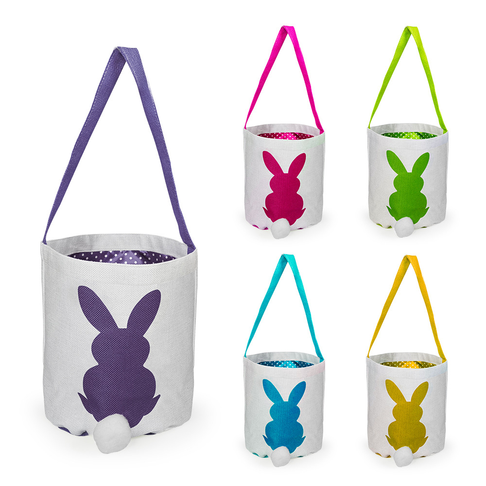 Transferencia de calor de impresión bolsa de Pascua conejo patrón bolso de lino bolsa de Pascua celebración conejo bolsa en stock