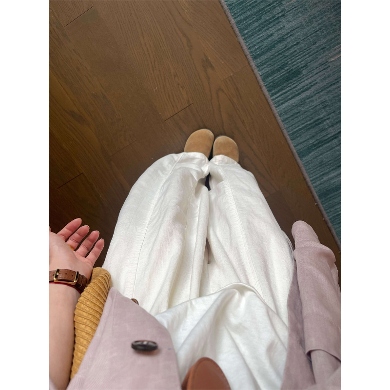 Quần culottes nữ ống rộng eo cao dáng suông mùa hè phong cách Hàn Quốc — màu trắng chi tiết 5