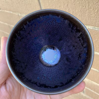 建盏名家手工原矿铁胎七彩蓝曜变大口径钵型盏个人茶杯品茗杯自用|ms