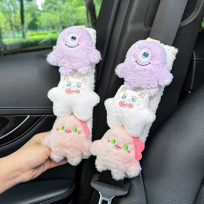 Sürətlər qutusu və əl tormozu başlıqları cover wear-resistant clothes plush doll - purple-cartoon-shoulder-pad-a-pair
