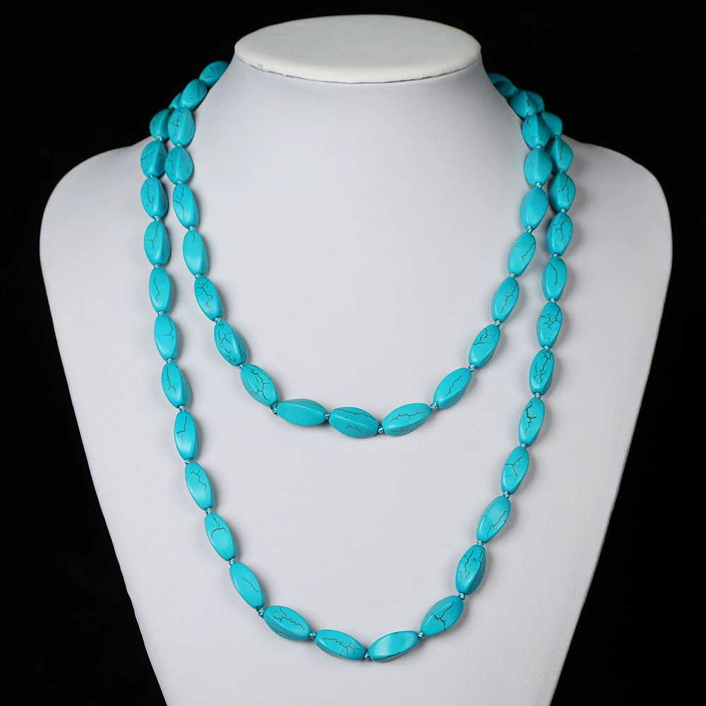 Turquoise genuine design ethnic necklace handmade, 1.2meter, ethnic style, 18mm