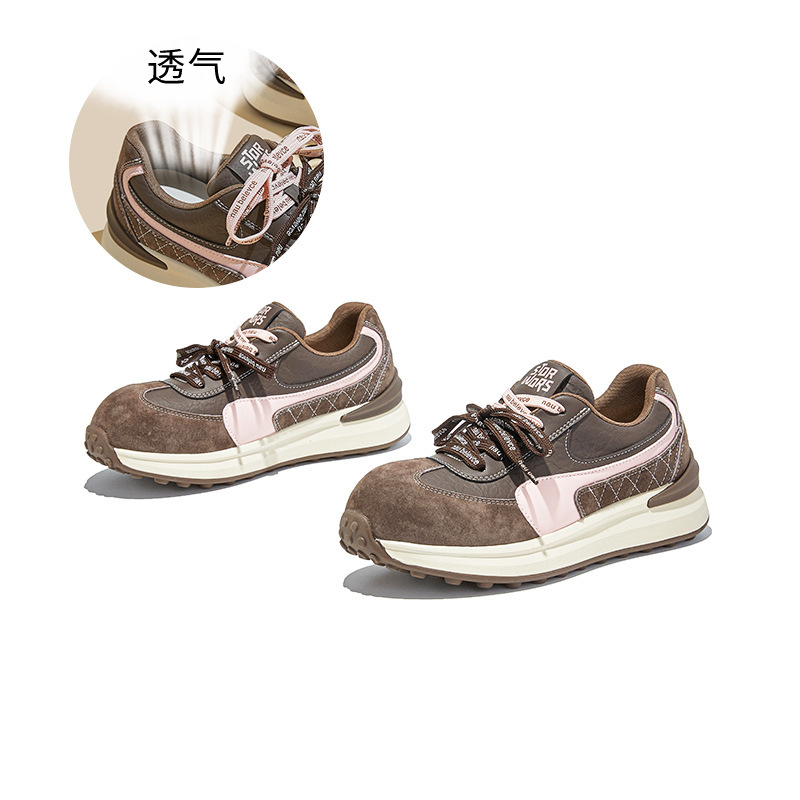 真皮德训鞋女款2025秋季新款运动老爹鞋休闲百搭厚底通勤阿甘鞋女|undefined