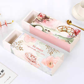 雪花酥包装盒粉彩风景抽屉式牛轧糖曲奇饼干盒子圣诞礼物糖果纸盒