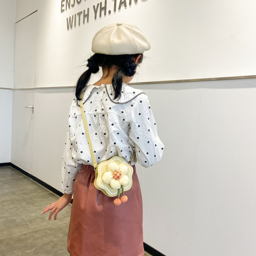 New children's bag girl cute little flower mini coin purse children's clothing accessories bag PU crossbody shoulder bag trendy