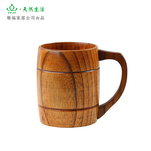yfjy Japanese retro jujube wood water cup beer mug tea cup mug solid wood retro household wooden cup wholesale