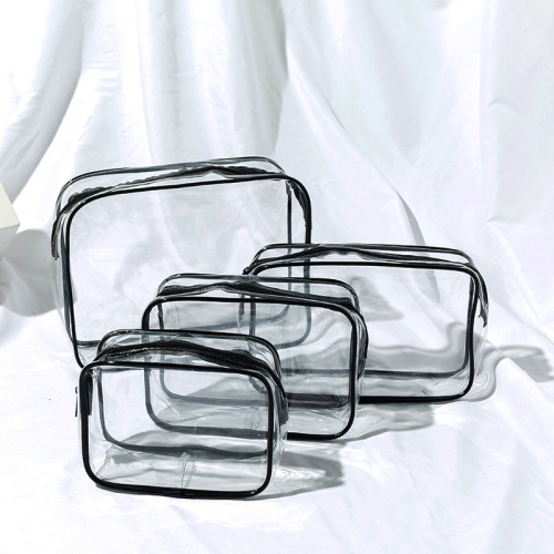 PVC Large Capacity Waterproof Travel Toiletry Bag Makeup Bag Portable Zipper Cosmetics Three-Piece Storage Bag