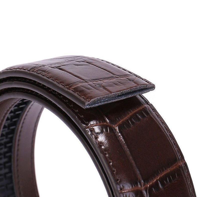 Headless Crocodile Pattern Men's Belt Genuine Leather Without A Head, Automatic Buckle Belt, High-end Cow Belt, Trendy Business Belt_voghion.com