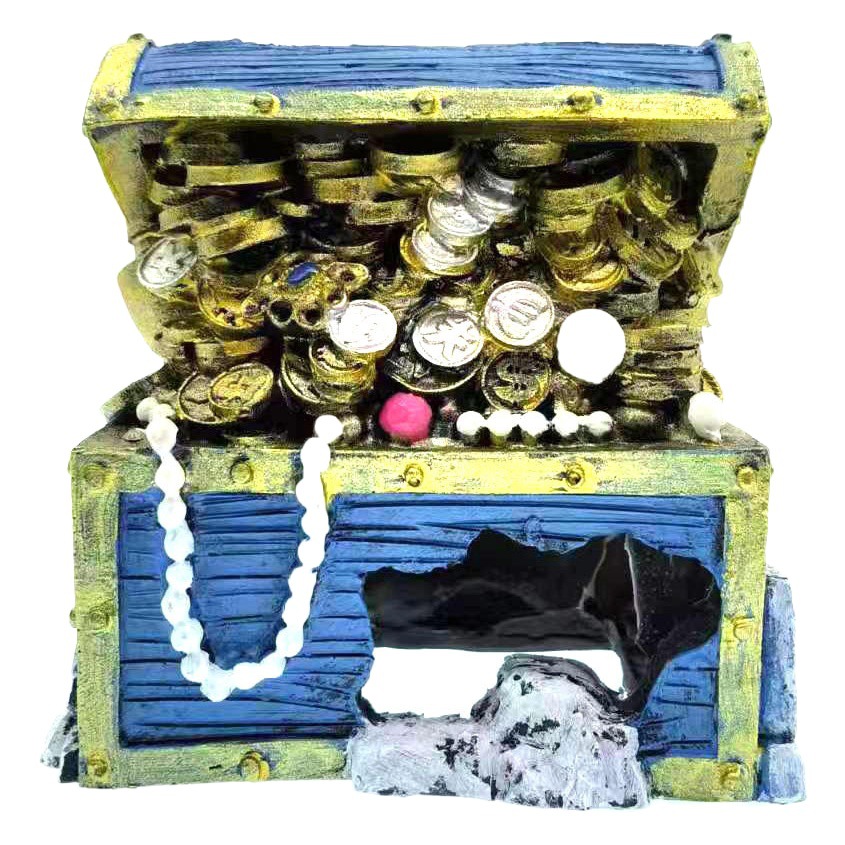 Decoración Popular para el Fondo del Acuario, Cofre del Tesoro de la Rana Cazadora de Tesoros, Adorno de Paisajismo para Acuarios, Nuevo Cofre del Tesoro de Coral