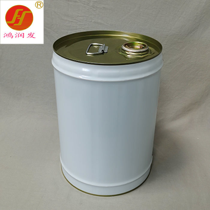 源头厂家20升涂白圆形铁桶20kg缩颈桶铁罐20L铁皮桶胶水配钢铁咀