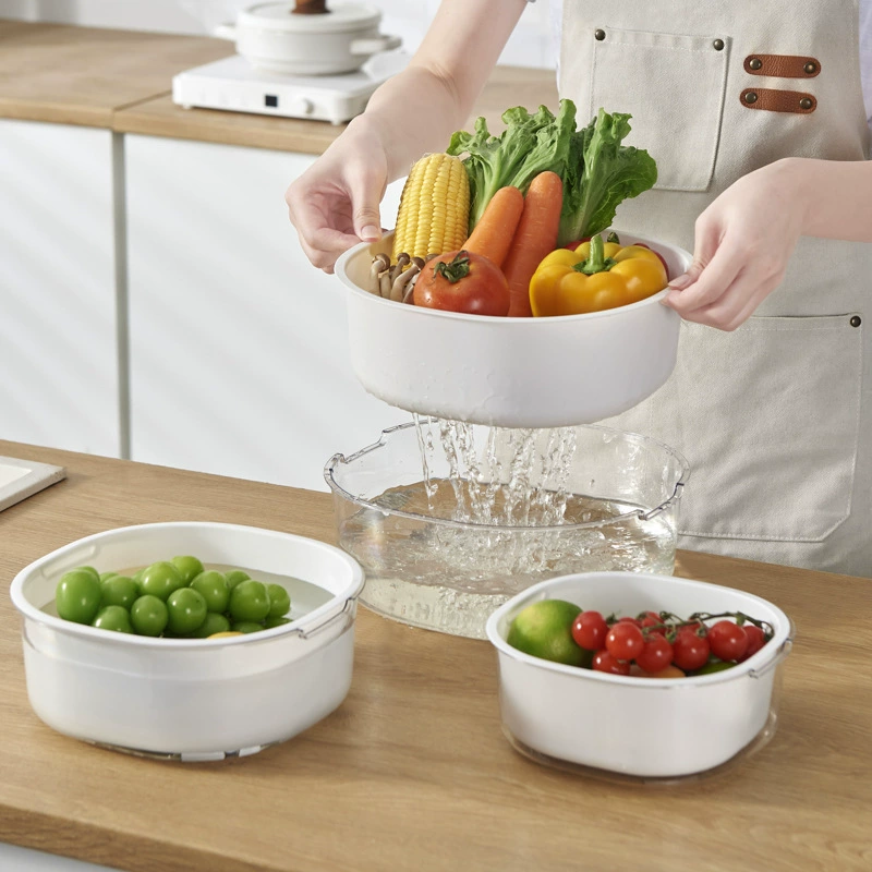 Легкая роскошь двухслойная утолщенная пластиковая сливная корзина для домашнего использования