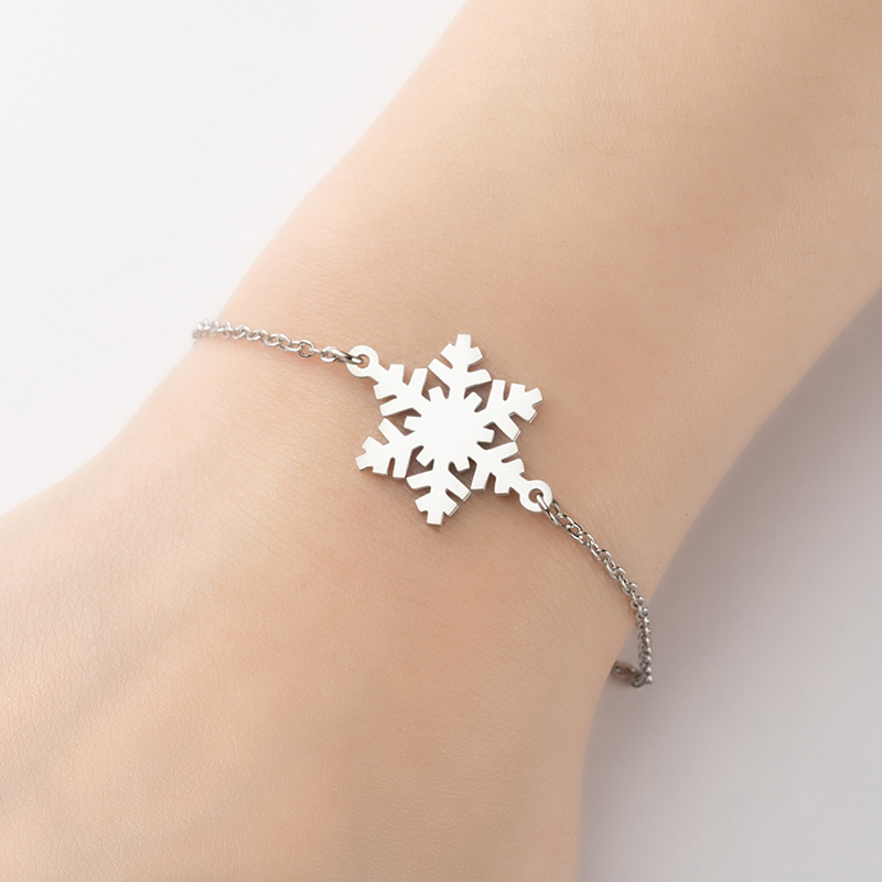 201 Stainless Steel Pendant Material Bracelets Classification PVD Coated 18K Gold Real Gold Plated Snowflake 201 Stainless Steel Fashion Waterproof Non Tarnish 201 Stainless Steel Bracelets