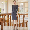 gray suit overskirt