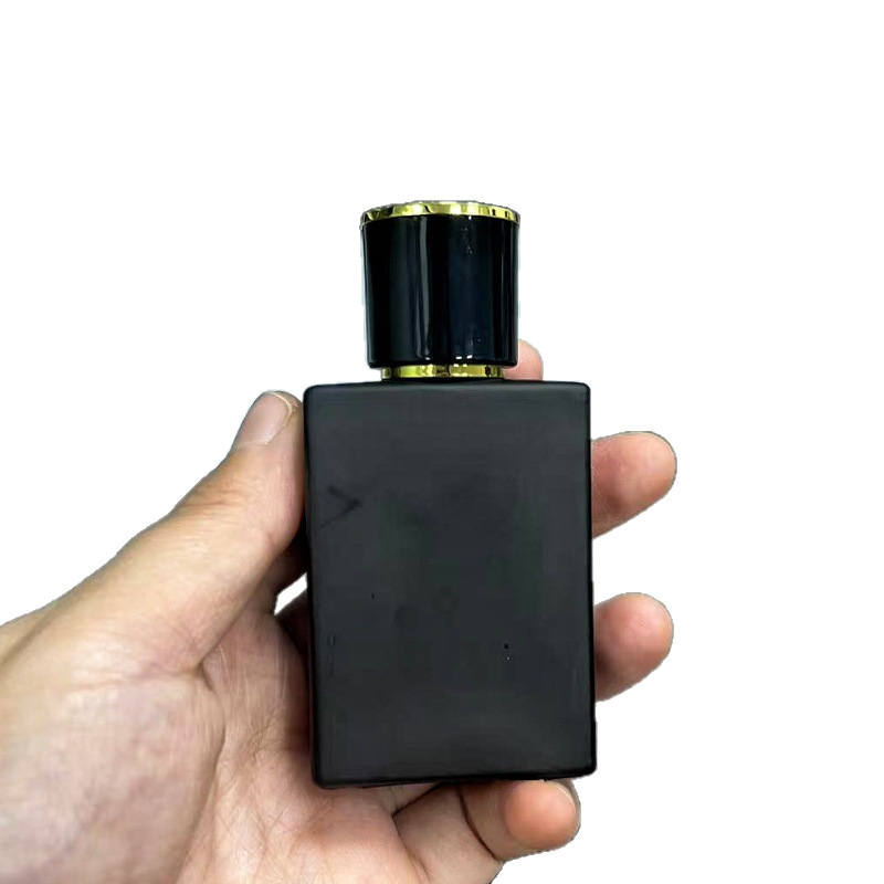 F118A-30ML50ml Elegante Botella de Perfume Negra, Botella de Spray Cosmética Recargable, Botella de Vidrio Portátil