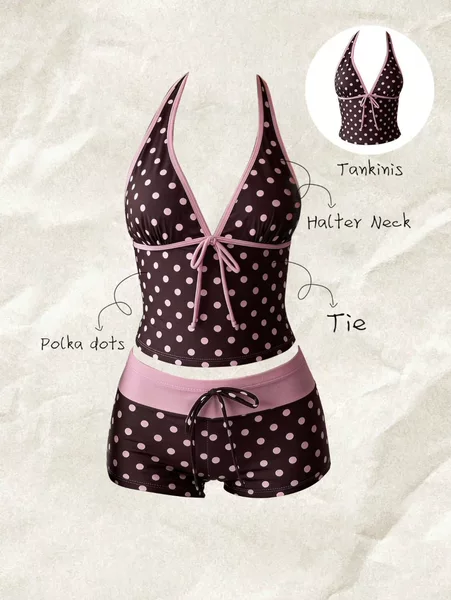 2026 Hot-Selling European and American Cross-Border Women's 2-Piece Swimsuit Multi-Color Polka Dot Tie Bikini Sexy Bikini