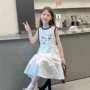 儿童大童女童撞色白裙子