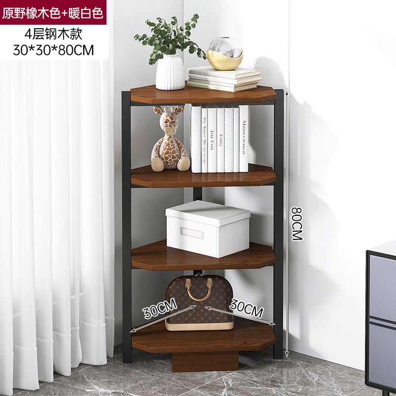 Estantería piso hogar sala de estar simple estante de almacenamiento esquina estantería integrada pared multi-capa Esquina de almacenamiento de hierro rack