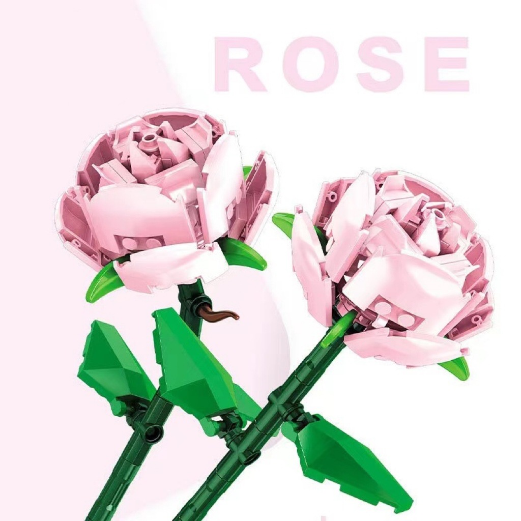 Bloques de construcción de rosas, regalo de decoración de flores perpetuas, rompecabezas, decoración de bricolaje, partículas pequeñas, inserciones hechas a mano para el día de San Valentín
