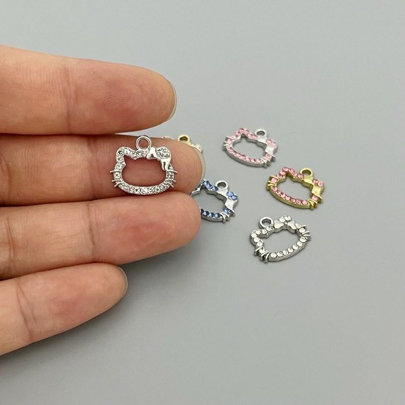 KT 凯蒂猫头像框diy吊坠耳坠手链女挂件 合金电镀饰品配件耳环配|undefined