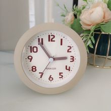 风简约圆形小闹钟静音带灯学生卧室床头台钟大数字桌面钟表热卖