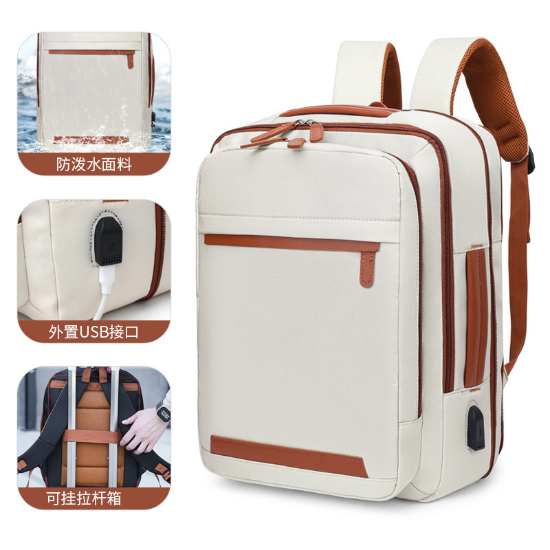 Foreign Trade Multifunctional Travel Backpack with Water-Repellent Fabric, USB Port, and the Ability to Attach to a Trolley Case, Suitable for Business and Commuting