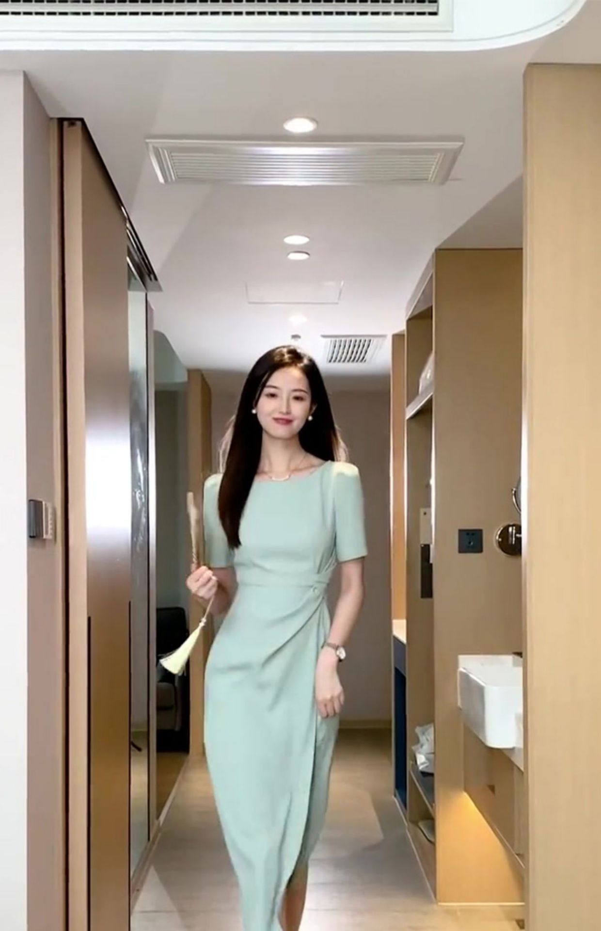 Váy maxi nữ thắt eo phong cách Pháp xanh dương mùa hè FL231435 — Màu xanh nước chi tiết 6