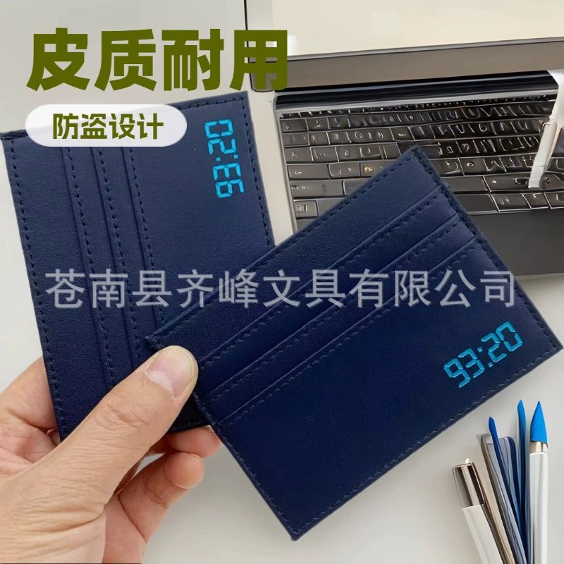 Индивидуальный горячий синий золотой логотип темно-синий держатель для карт из натуральной кожи с несколькими слотами для карт кожаный держатель для карт командный рекламный подарочный держатель для карт