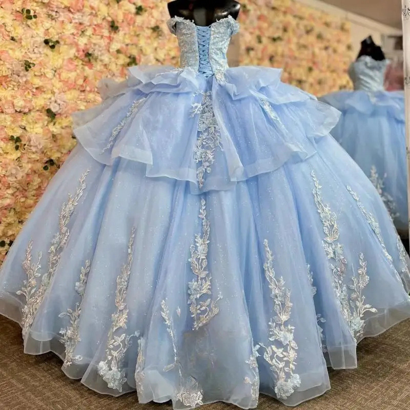 Vestido de novia azul cielo, de un solo hombro, con encaje y malla, estilo princesa, para anfitriona de banquetes, vestido de noche, estilo verano 2026