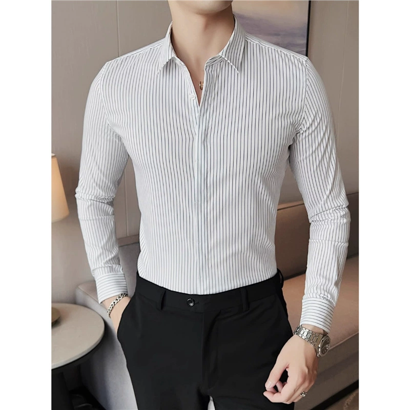 Безымянная Slim Fit рубашка - Английский/британский стиль отдыха, высококачественная классическая сорочка